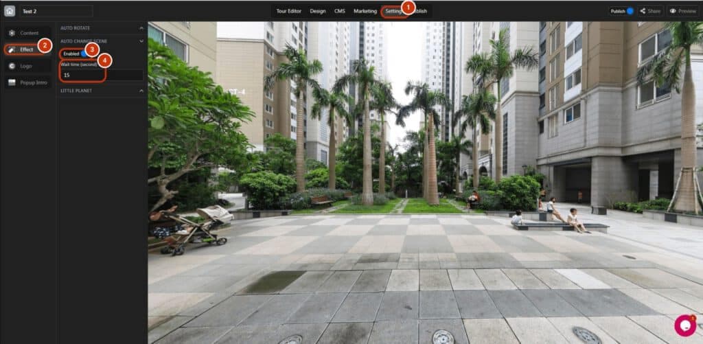 Setup Auto Change Scene effect