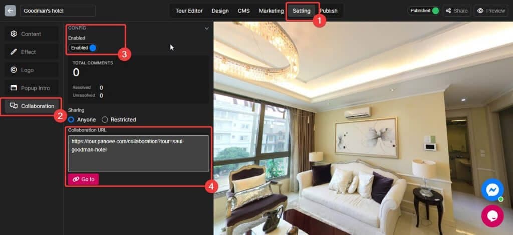 Collaboration mode: Team-working Virtual Tour