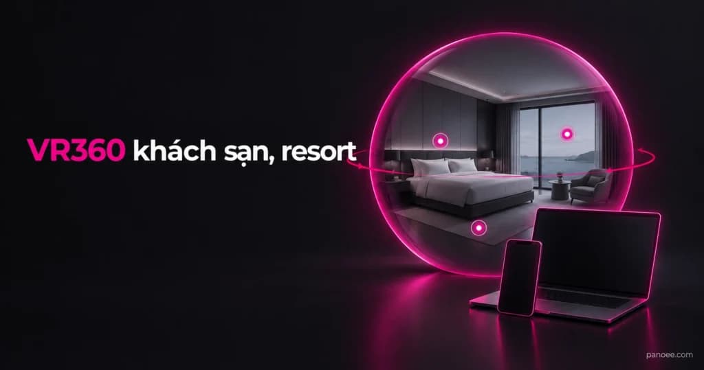 VR360 khách sạn và resort: tour ảo để khách tham quan phòng, sảnh, hồ bơi trước khi đặt