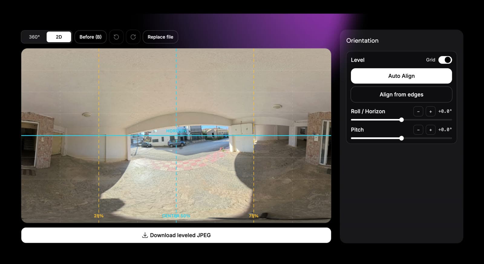 ✨ IMPROVED · 360 Panorama Leveling