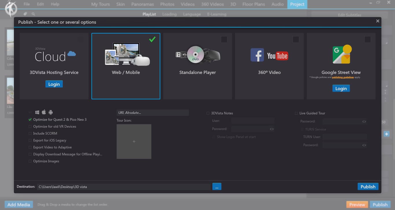 Free 3Dvista Virtual Tour Hosting with Panoee S3 hosting service