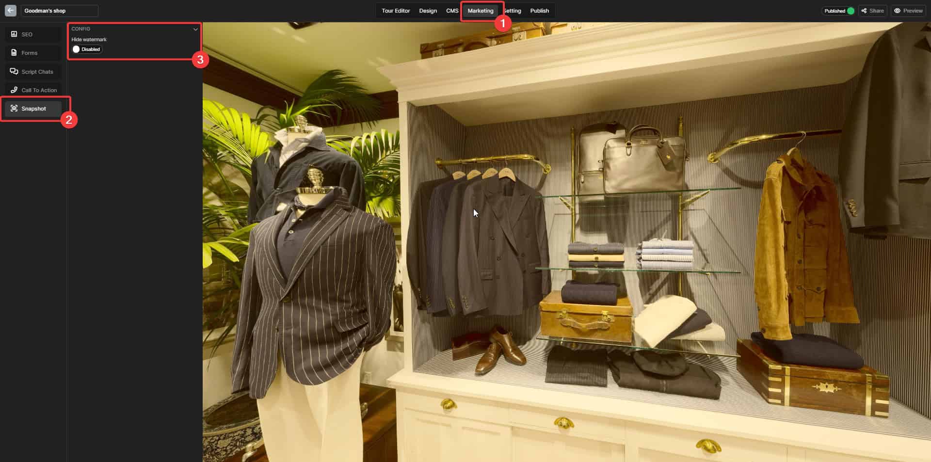 Virtual tour Snapshot
