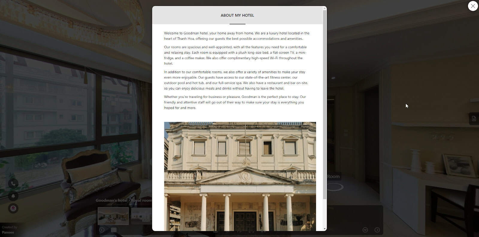 Make a Virtual Tour Description pop up
