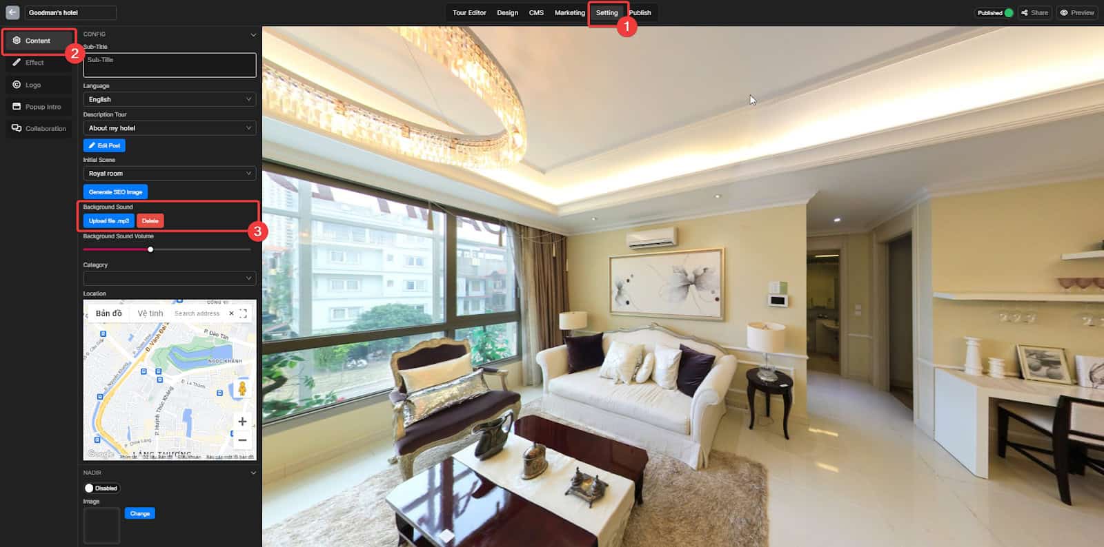 Add Background Sound to your virtual tour