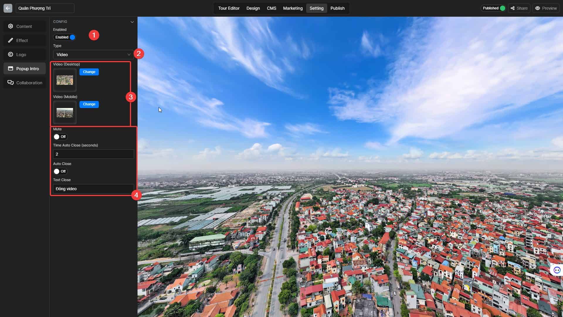 Virtual tour Popup Intro