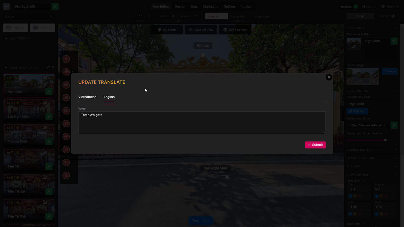 Multi-language virtual tour