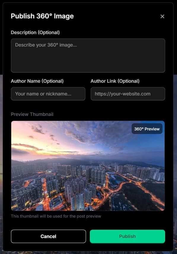 Step 3.1 - The interface displaying the 'Publish' button to generate a shareable link.