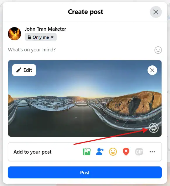 Upload 360 photo to facebook - Step 3