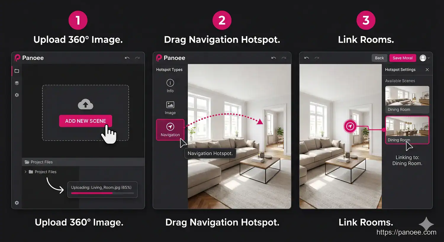 Airbnb virtual tour - Step 2: Build Your Tour in Minutes with Panoee