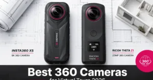Best 360 cameras for virtual tours 2026 — Insta360 X5 and Ricoh Theta Z1 side by side